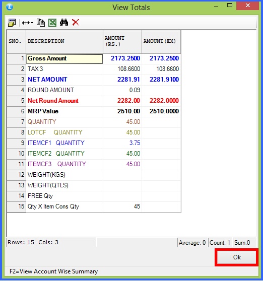 fmcg sale challan view totals